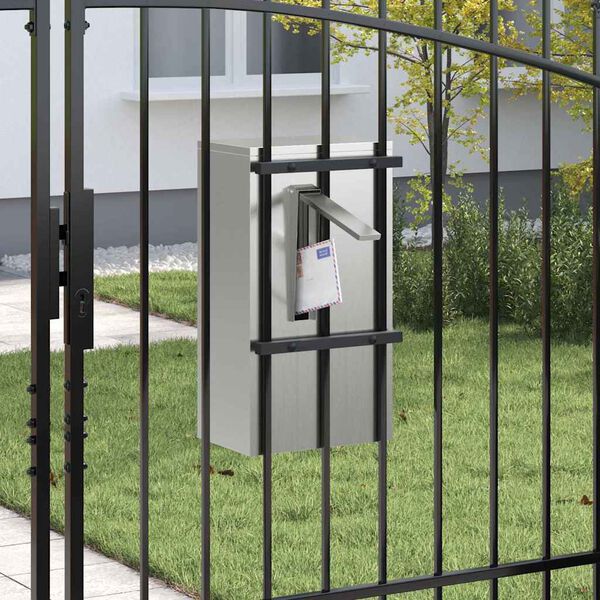 vidaXL Buz&oacute;n con puerta Negro 30 x 20 x 55 cm Acero Galvanizado