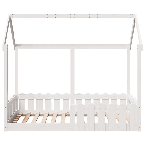 vidaXL Cama con forma de casa para ni&ntilde;os madera maciza blanco 80x160cm