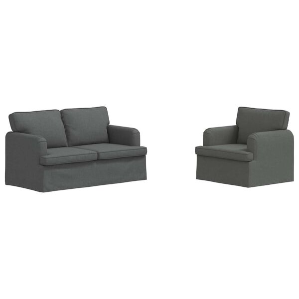 vidaXL Sof&aacute; 2 pcs Gris oscuro 144 x 80 x 85 cm tela