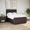 vidaXL Cama box spring con colch&oacute;n tela marr&oacute;n oscuro 140x190 cm