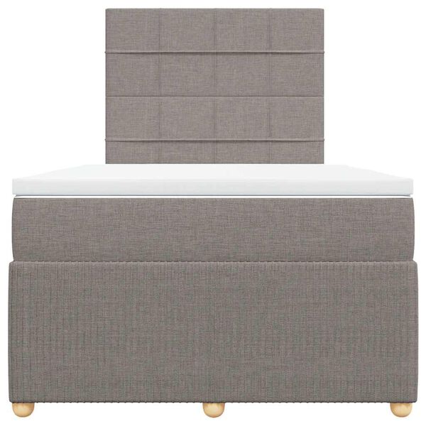 vidaXL Cama box spring con colch&oacute;n tela gris taupe 120x190 cm