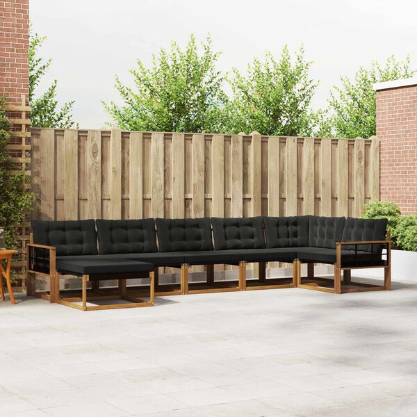 vidaXL Conjunto de sof&aacute;s de exterior con coj&iacute;n 21 pcs Natural y negro