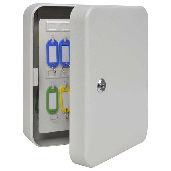 vidaXL Caja de Llaves con cerradura Blanco 20 x 7.5 x 25 cm Acero