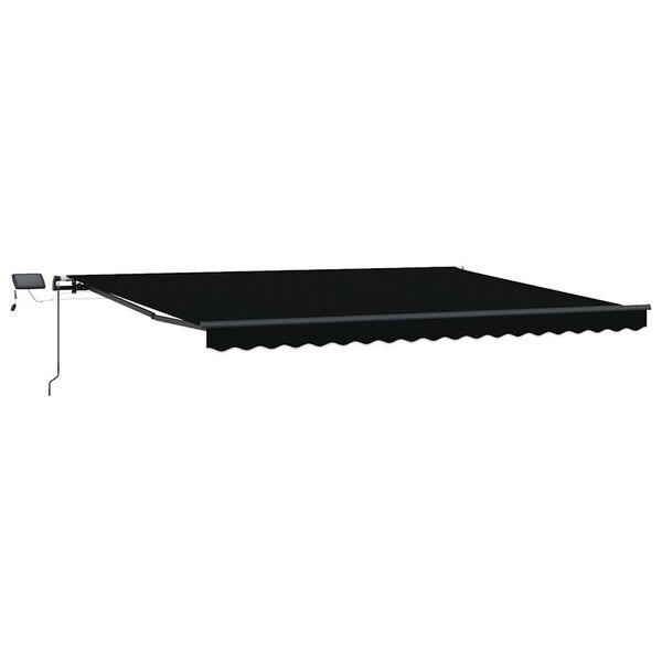 vidaXL Toldo Retr&aacute;ctil con tira de luces LED Negro 400 x 350 cm tela