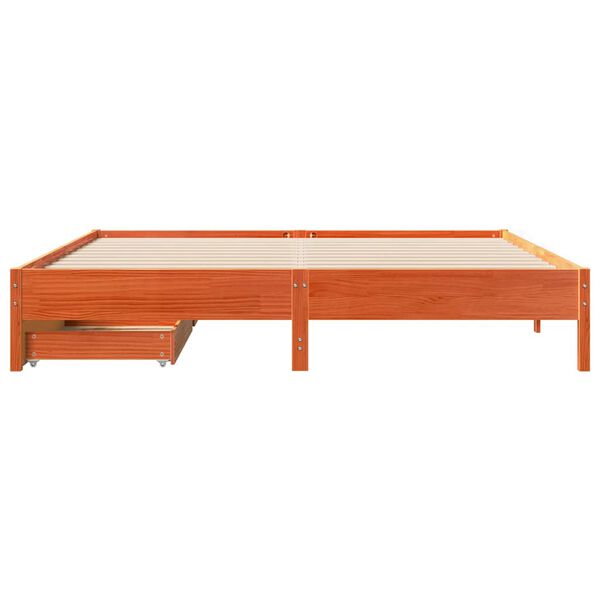 vidaXL Cama sin colch&oacute;n madera maciza de pino marr&oacute;n cera 180x200 cm