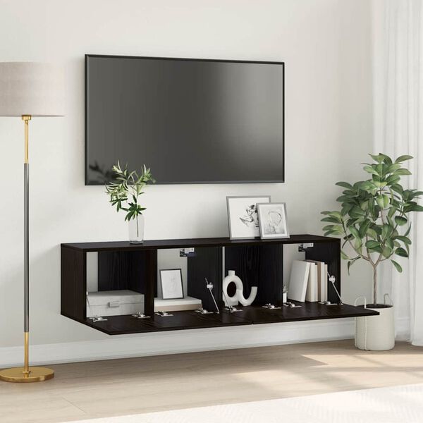 vidaXL Conjunto de mueble de TV 2 pcs Negro 60 x 30 x 30 cm