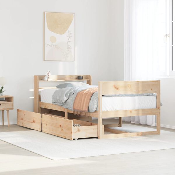 vidaXL Estructura de cama sin colch&oacute;n madera maciza de pino 90x190 cm