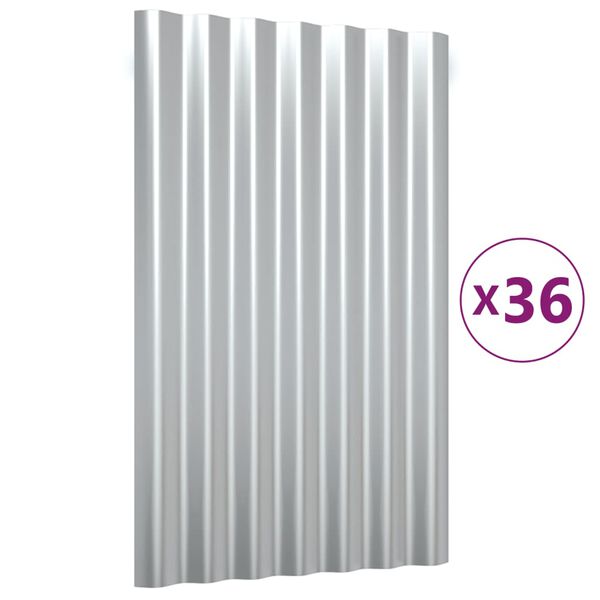 vidaXL Paneles tejado 36 unidades acero galvanizado plateado 60x36 cm