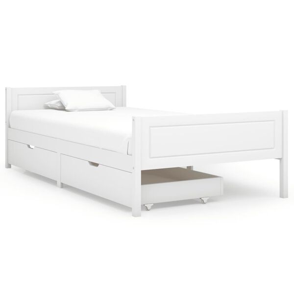 vidaXL Estructura de cama sin colch&oacute;n madera de pino blanco 100x200 cm