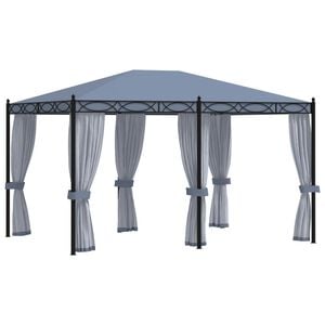 vidaXL Cenador con pantallas de malla acero gris antracita 3x4 m