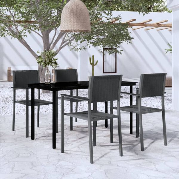 vidaXL Juego de comedor para jard&iacute;n 5 piezas negro