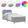 vidaXL Cama Box Spring LED con colch&oacute;n Gris Claro 90 x 200 cm tela