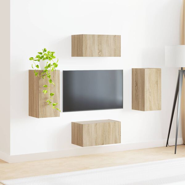 vidaXL Conjunto de mueble de TV 4 pcs Roble Sonoma