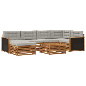 vidaXL Conjunto de sof&aacute;s de exterior 7 pcs Natural y Gris Claro
