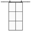 vidaXL Puerta corredera con herrajes negro 102x205 cm ESG vidrio