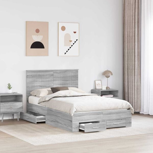 vidaXL Estructura de cama con cabecera Gris Sonoma 120 x 200 cm