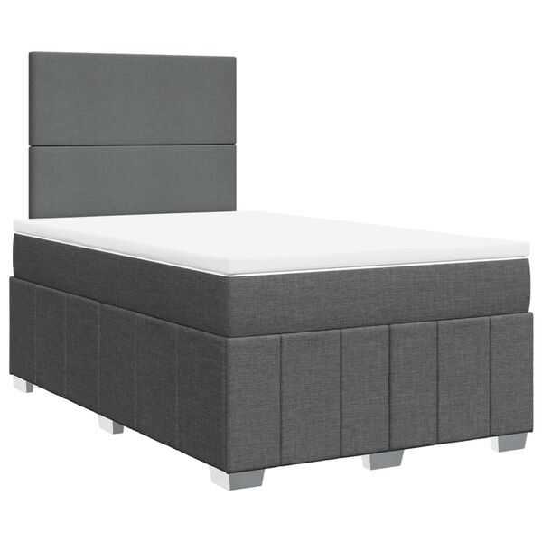 vidaXL Cama box spring con colch&oacute;n tela gris oscuro 120x200 cm