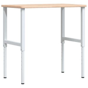 vidaXL Banco de trabajo rectangular madera maciza 100x60x(71,5-98) cm