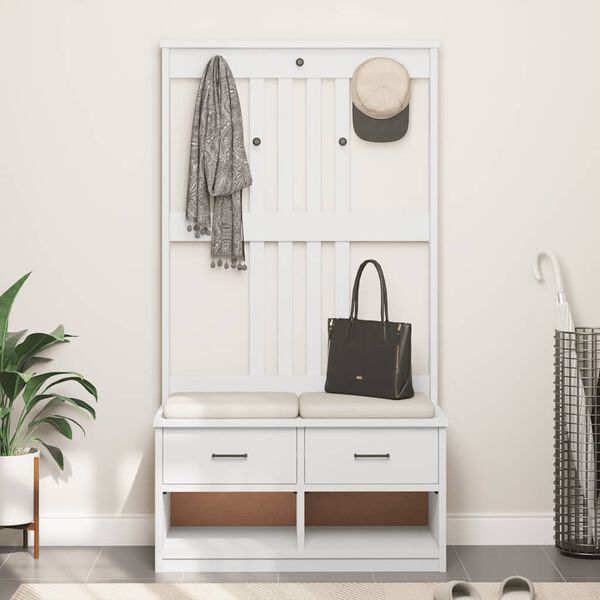 vidaXL Perchero de entrada SANDNES madera pino blanco 87x40x159,5 cm