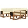 vidaXL Conjunto de sof&aacute;s de exterior 7 pcs Natural y Crema Poli&eacute;ster