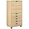 vidaXL Gabinete rodante Marr&oacute;n 53 x 39 x 103 cm Madera de Pino Macizo