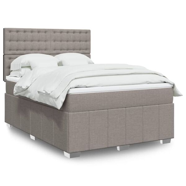 vidaXL Cama box spring con colch&oacute;n tela gris taupe 140x200 cm