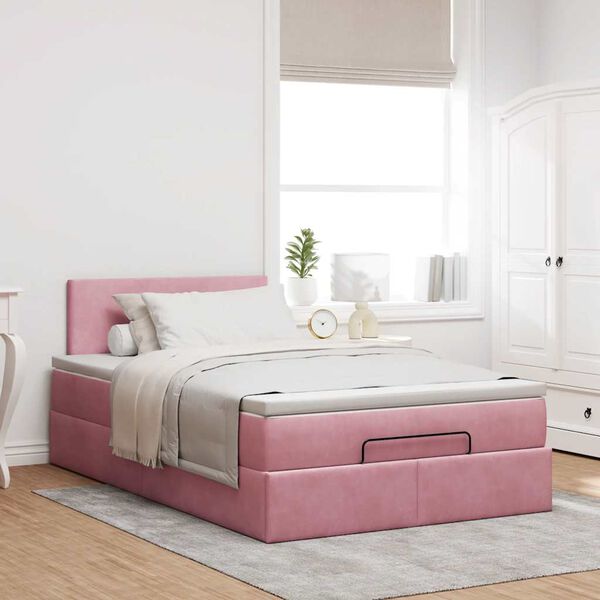 vidaXL Estructura de cama otomana colch&oacute;n terciopelo rosa 120x200cm