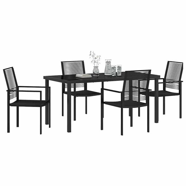 vidaXL Conjunto de Comedor de Jard&iacute;n 5 pcs Negro