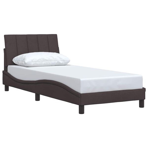 vidaXL Estructura de cama sin colch&oacute;n Hanko tela marr&oacute;n oscuro 80x200 cm