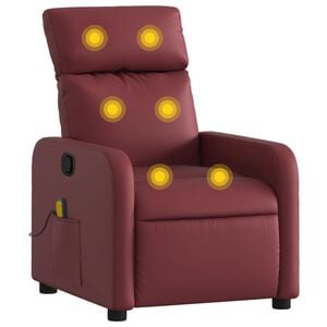 vidaXL Sill&oacute;n de masaje reclinable cuero sint&eacute;tico rojo tinto