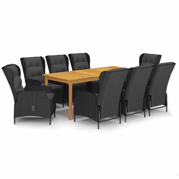 vidaXL Juego de comedor para jardín 9 piezas gris oscuro