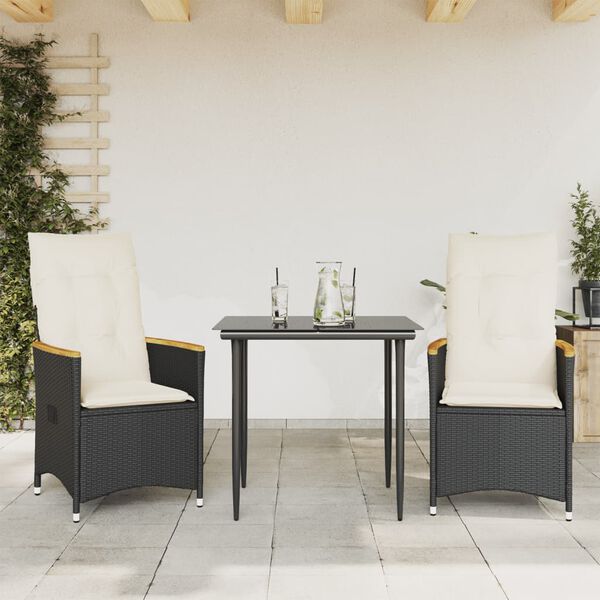 vidaXL Sillones reclinable jardín cojines 2 uds ratán sintético negro