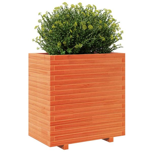 vidaXL Jardinera madera maciza de pino marr&oacute;n cera 70x40x72,5 cm