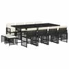 vidaXL Set comedor de jard&iacute;n con cojines 13 pzas rat&aacute;n sint&eacute;tico negro