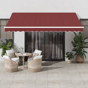 vidaXL Toldo retr&aacute;ctil manual con luces LED burdeos 400x350 cm