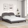 vidaXL Cama Viana con colchón cuero sintético gris 160x200 cm