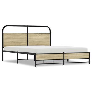 vidaXL Estructura de cama sin colch&oacute;n metal roble Sonoma 160x200 cm
