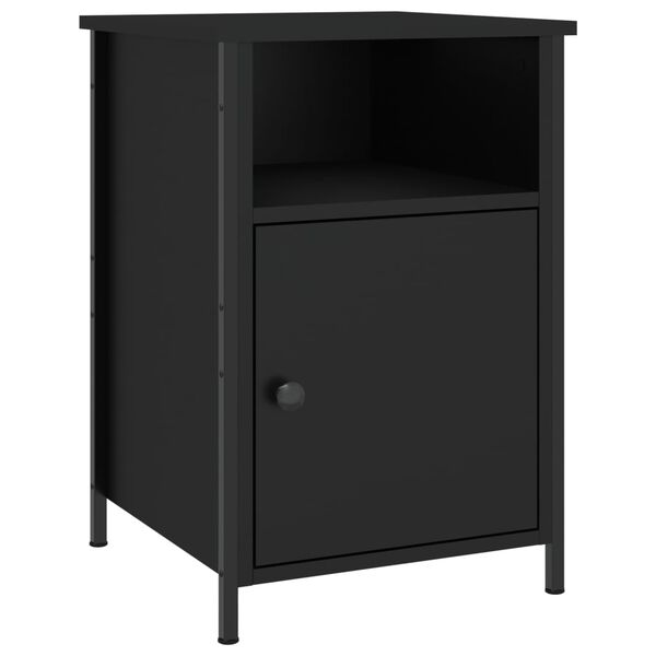 vidaXL Mesita de noche madera contrachapada negro 40x42x60 cm