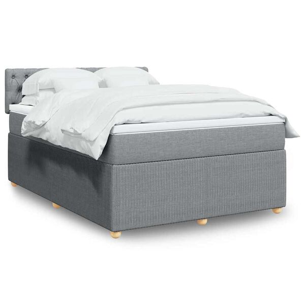 vidaXL Cama box spring con colch&oacute;n tela gris claro 160x200 cm
