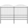 vidaXL Valla de jard&iacute;n con punta de lanza de acero 337x200 cm negra