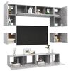 vidaXL Set muebles de sal&oacute;n TV 8 pzas madera ingenier&iacute;a gris hormig&oacute;n