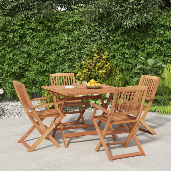 vidaXL Juego de comedor de jard&iacute;n 5 piezas madera maciza de acacia
