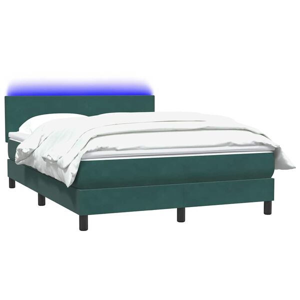 vidaXL Cama box spring con colch&oacute;n terciopelo verde oscuro 140x220 cm