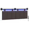 vidaXL Cabecero colgante Con luz LED Marr&oacute;n Oscuro Tela
