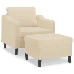 vidaXL Sill&oacute;n con taburete tela crema 60 cm
