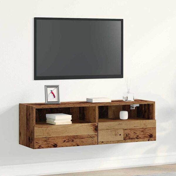 vidaXL Mueble de TV Montado en la Pared Madera vieja 100 x 30 x 30 cm