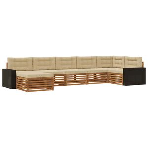 vidaXL Conjunto de sof&aacute;s de exterior con coj&iacute;n 7 pcs Natural y Beige