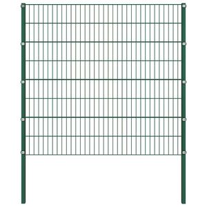 vidaXL Panel de valla con postes de hierro 176,5x160 cm verde