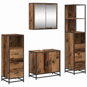 vidaXL Juego de muebles de ba&ntilde;o con caj&oacute;n 4 pcs Madera Vieja