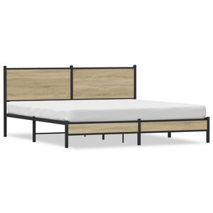 vidaXL Estructura de cama sin colch&oacute;n metal roble Sonoma 183x213 cm